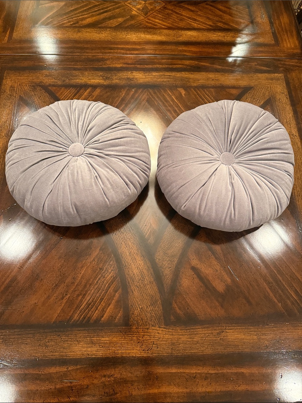 Round Velvet Throw Pillow Pair in Gray - Home Accents